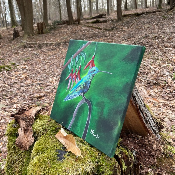 A set of two "hummingbird" paintings by Hana - Picture 11 of 13